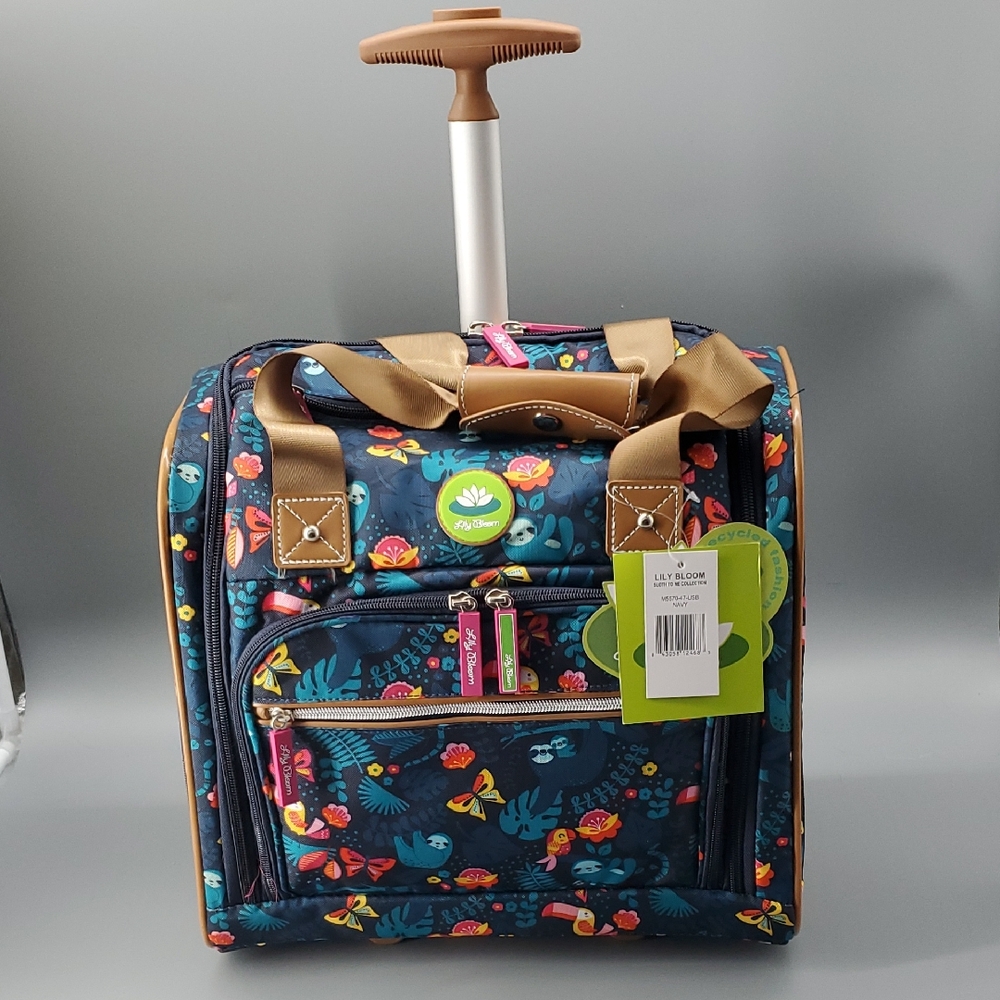 NEW Lily Bloom Sloth Rolling Tote Carry On